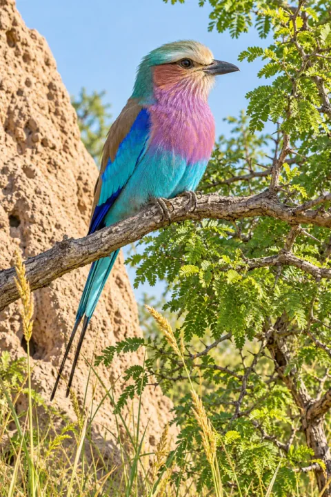 ਕਿੱਕਰ 'ਤੇ ਜਾਮਣੀ ਛਾਤੀ ਵਾਲਾ ਨੀਲਕੰਠ