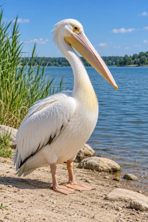 Pelikaani aurinkoisella rannalla