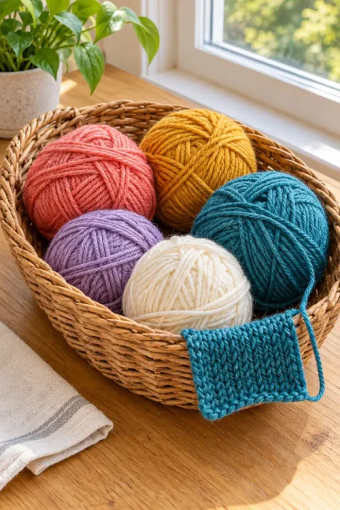 Laine colorée dans un panier