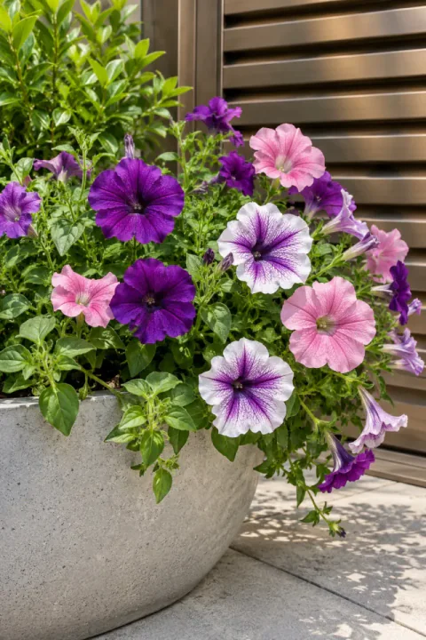 Petunias langs Brons Hortjies