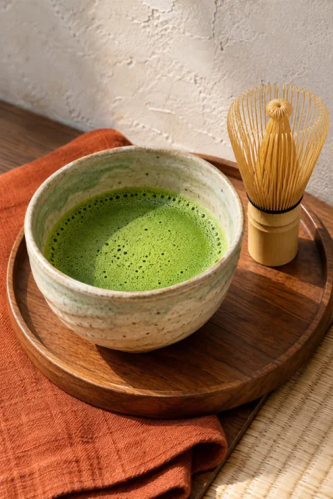 抹茶與竹製茶筅