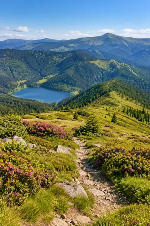 Sườn núi ngập nắng Carpathian