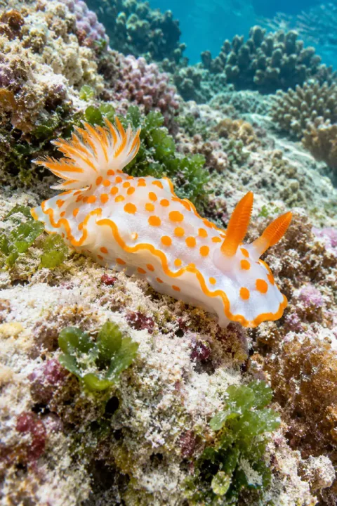リーフのウミウシのクローズアップ