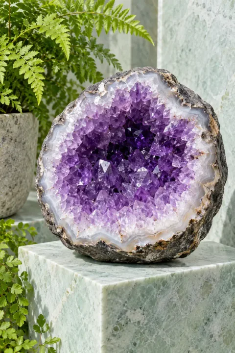 Amethistgeode bij daglicht