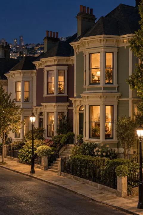 Ventanas mirador victorianas de noche